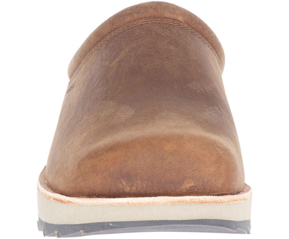 Merrell Slip Ons Brown - Juno Clog Leather - Mens 37HJKIWGT